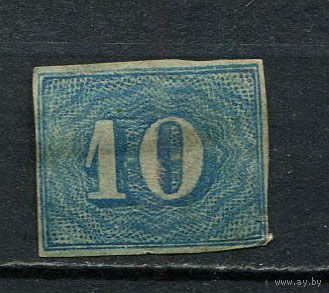 Бразилия - 1854/1861 - Цифры 10R - (есть тонкое место) - [Mi.19] - 1 марка. MH.  (LOT GM2)-T3P43