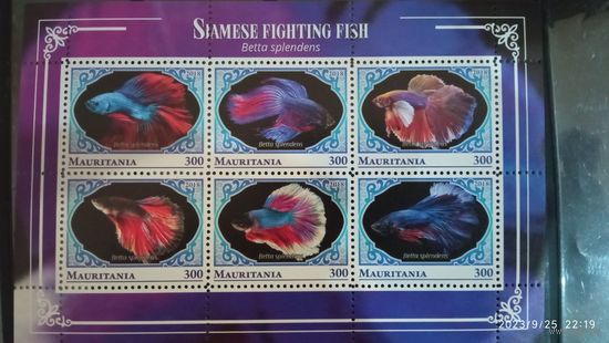 Блок РЫБЫ МОРСКИЕ ОБИТАТЕЛИ ФАУНА MNH