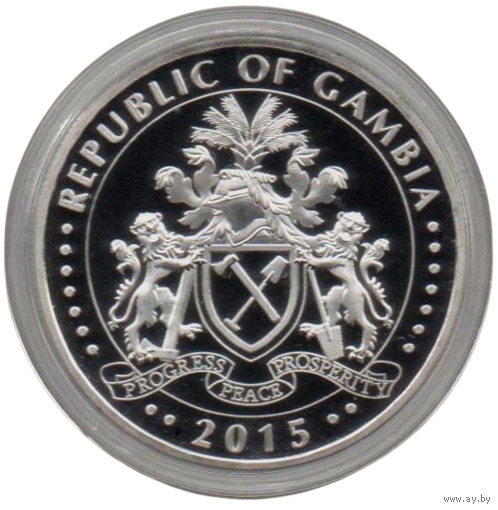 Республика Гамбия. 1000 даласи 2015. Природные сокровища Гамбии. Западноафриканский ламантин. Фауна.  Unusual.