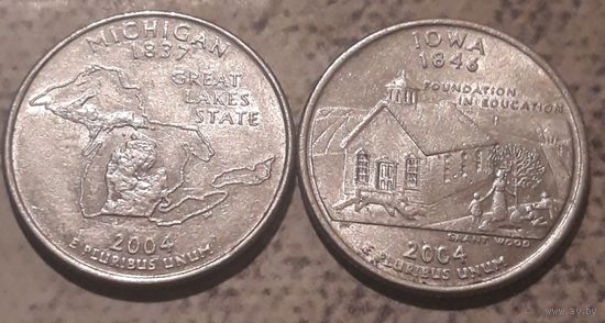 Квотер (25 центов) 2004 Р США Айова. Мичиган.