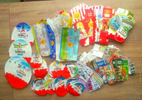Большой лот фольги, вкладышей, промо киндер сюрприз.