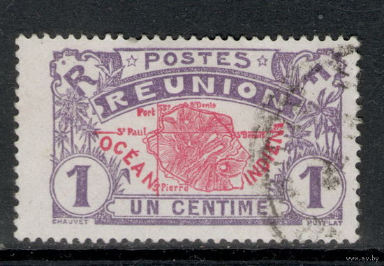 Французский Реюньон 1907. Карта. Остров Ла Реюньон Mi:RE 56