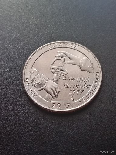 США 25 центов  2015 г. D - Национальный исторический парк Саратога. Штат Нью-Йорк