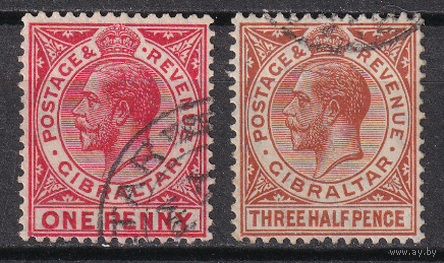 124.BrK. Великобритания. Колонии. Гибралтар. Георг V. Стандарт. 1P, 1 1/2P. 1921/22 гг. Mi.#77/78