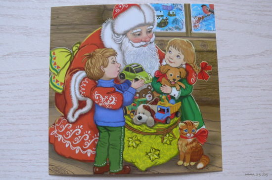 Егорова Ирина; Новый год, Дед Мороз, дети; 2017, чистая (13,5*13,5см).