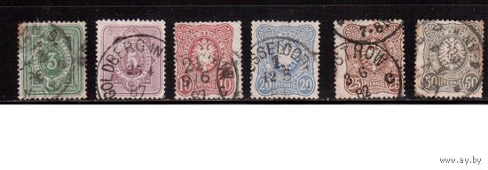 Германия(Рейх)-1880,(Мих.39-44) гаш.  , Стандарт,  Герб,(полная серия)(2)