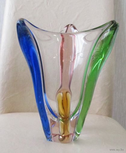 Все лоты с рубля.Ваза Рапсодия,Karel Zemek ,Moser Карловы Вары,Чехословакия,50-е г.г.,h-22 см.