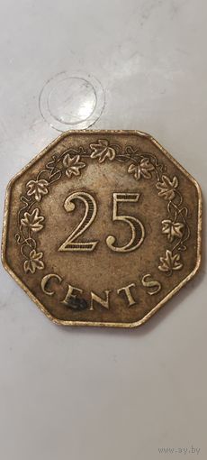 Мальта 25 центс 1975