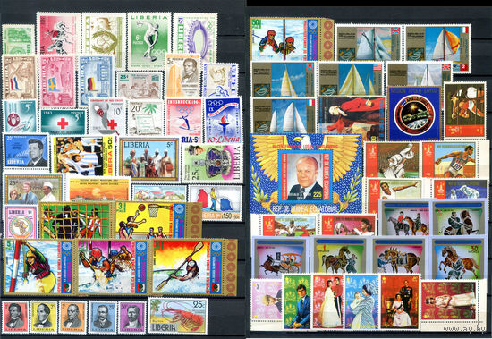 Марки разных стран 6 - 60+ марок и 1 блок - MNH, 1 марка с пожелтением. #O-W-58-H-1