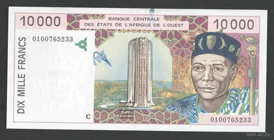 Западная Африка КФА Буркина Фасо (C) 10000 франков 2001 года. Тип P-314C. Состояние UNC!