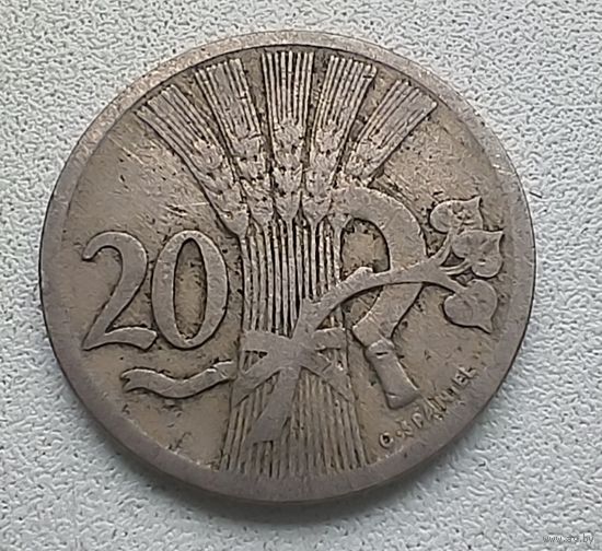 Чехословакия 20 геллеров, 1924   7-6-52