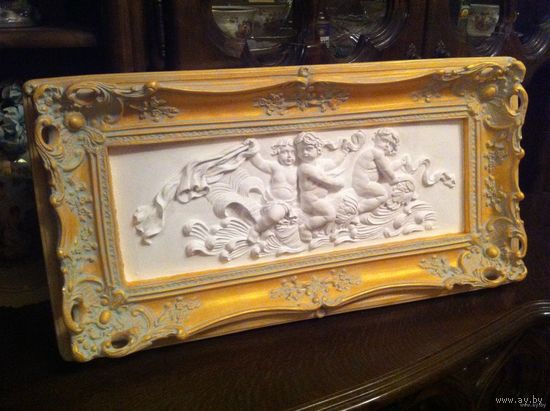 - Барельеф ДЕТИ НА ДЕЛЬФИНАХ 56х30х4 см Из серии реплики мировых шедевров