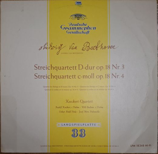 Ludwig van Beethoven, Koeckert-Quartett – Streichquartett D-dur Op. 18 Nr. 3 / Streichquartett C-moll Op. 18 Nr. 4