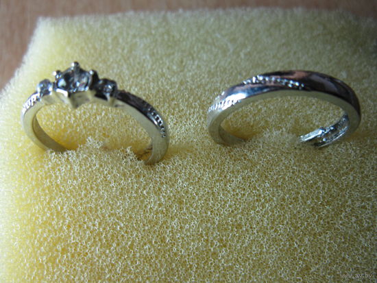 Парные кольца с посеребрением размер 15-16
