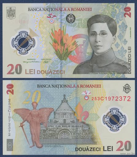 Румыния, 20 лей 2021 (2025) г, P-W119A (полимер, IBNS 2021, снайпер Екатерина Теодорою), UNC