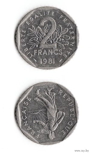 2 франка Франция 1981 год