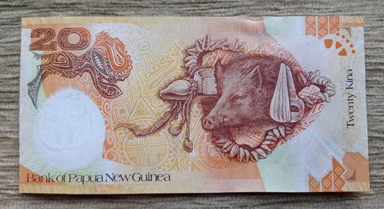 Werty71 Папуа-Новая Гвинея 20 кина 2008 UNC банкнота 35 лет банку