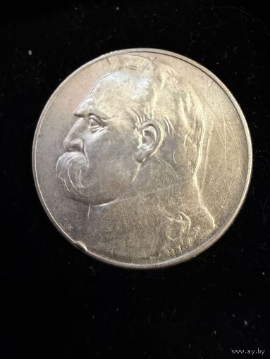 5 злотых 1935 г. Юзеф Пилсудский.  Польша.  Серебро