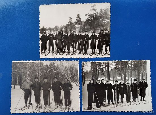 Лот фотографий лыжников. 1950-е. 9х12 см.3 шт. Цена за все.