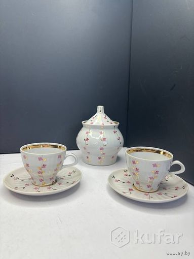 Сервиз кофейный Розовый вьюнок Минский фарфоровый