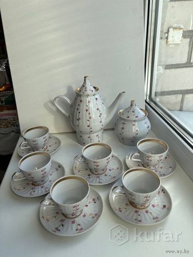Сервиз кофейный Розовый вьюнок Минский фарфоровый
