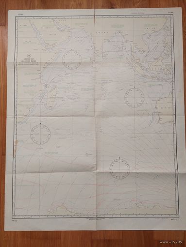 Шлюпочная карта. Индийский океан. 1980. Размер 105 на 84 см. Очень редкая!!!