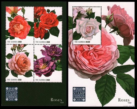 2015 Гамбия 7118-7121KL+B925 Цветы - Розы 18,00 евро