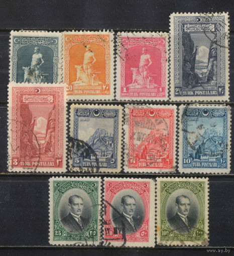 Турция Респ 1926 Кузнец с серым волком Крепость Анкара Сакарийское ущелье Ататюрк Стандарт #843-5,847-851,853-5