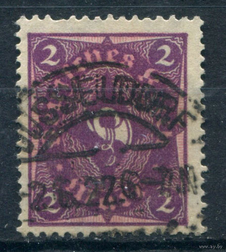 Веймарская Республика - 1921/22г. - почтовый горн, wz 2, 2 M, печать Дюссельдорф- 1 марка - гашёная. Без МЦ!