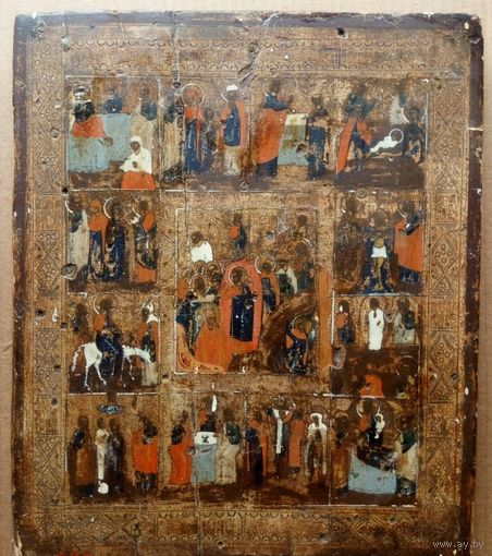 Икона Праздники. Размеры 35,5 х 29,5 х 2,4.