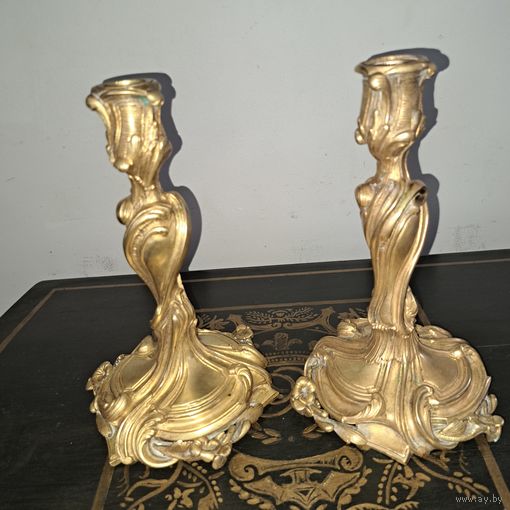 Подсвечники старинные. 18-19 век. Франция.Бронза ,позолота.