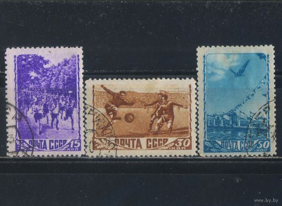 СССР 1948 Спорт Кросс Футбол Прыжки в воду ГР #1220-1,1223