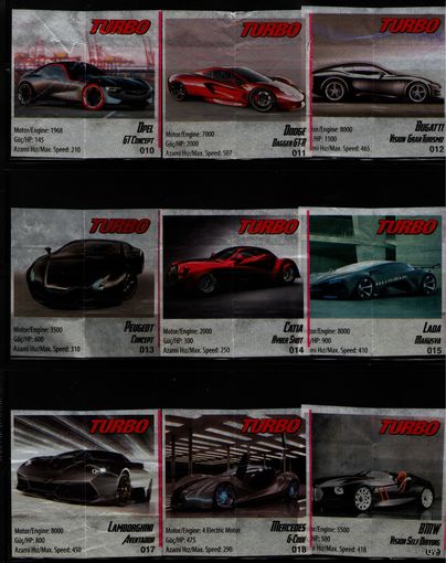 TURBO Турбо Вкладыши от жевательной резинки 25 штук без повторов