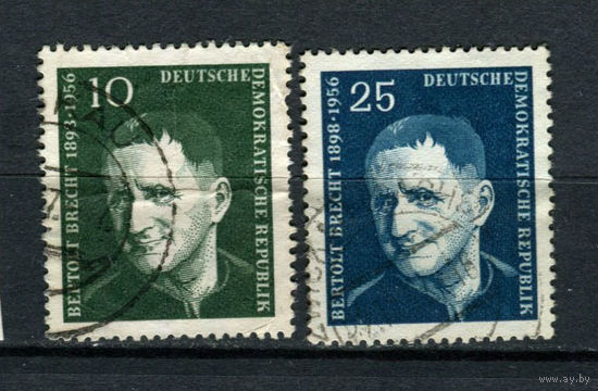 ГДР - 1957 - Бертольт Брехт - [Mi. 593-594] - полная серия - 2 марки. Гашеные.  (Лот 56AU)