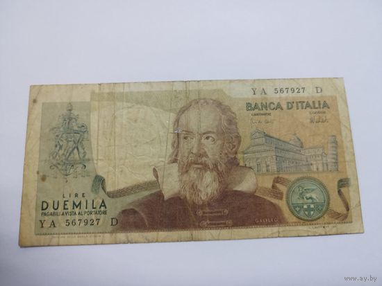 2000 лир 1973г ,Италия ,Галилео Галилей