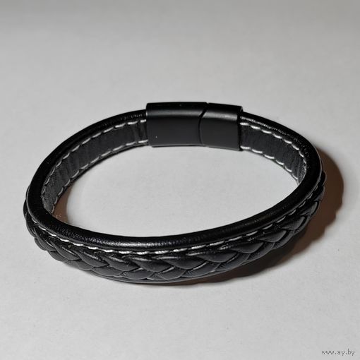 Браслет кожаный, плетёный "Стиль"