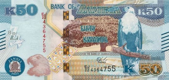 Замбия 50 квача образца 2022 года UNC p60
