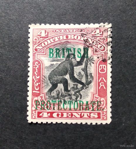 Великобритания. Северное Борнео\386с\ фауна 1901. зубц.14 надпечатка