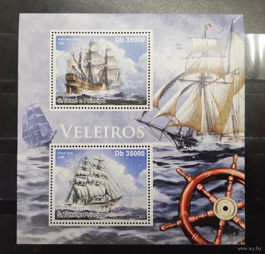 Сен Томе и Принсипи. 2011 год. Флот. Парусники. Блок (936)