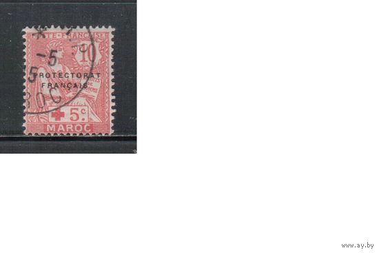 Марокко-1915,(Мих.В20)  гаш. , Стандарт, Надп. Красный Крест, Протекторат Франции, (одиночка)