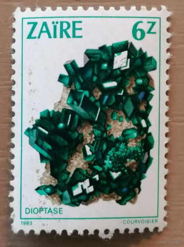 Марка Заир, Конго, серия - минералы, диоптаз, 1983 г