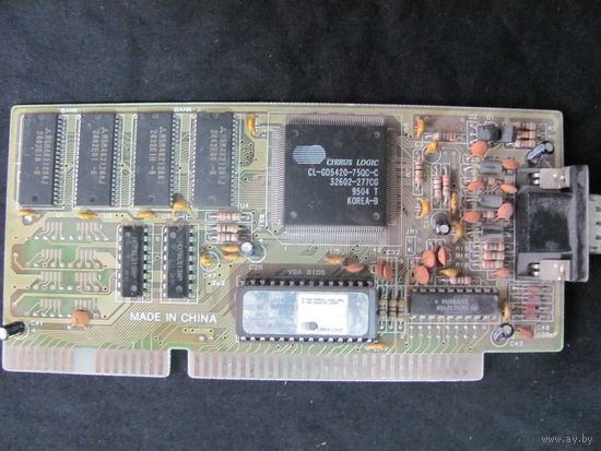 Видеокарта ретро Cirrus Logic CL-GD5420-75QC-C 512Kb ISA