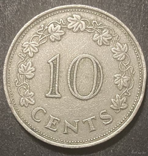 Монета 10 центов 1972 год. Мальта