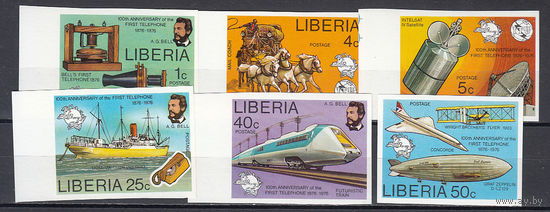 Виды транспорта. Либерия. 1976. 6 марок б/з. Michel N  997-1002 (50,0 е)