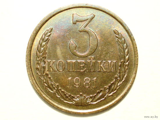 3 копейки 1981 UNC #2  Ф-188 Есть гвинейский залив