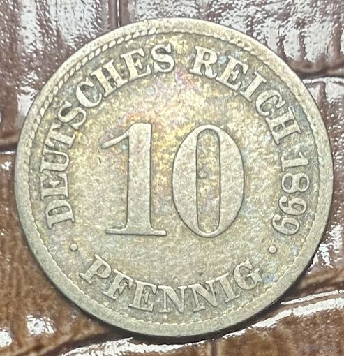 Монета 10 пфеннигов, 1899 год. Германская империя.