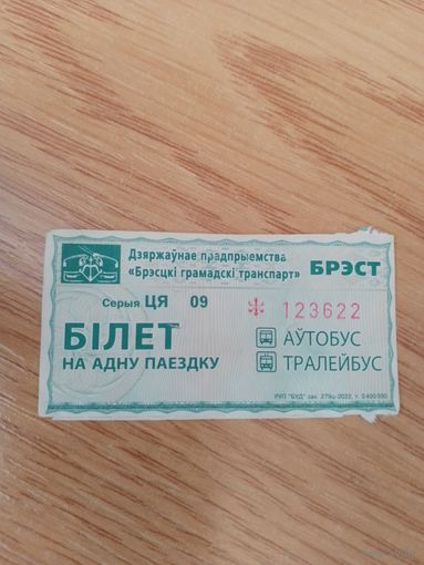 Билет на одну поездку Брест, 2021 г, серия ЦЯ