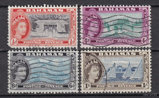 113.BrKCI. Великобритания. Колонии. Багамские острова. Елизавета II. 1954 г. 1/2P, 4P, 6P, 1 Sh. Mi.##163/168/170/173.