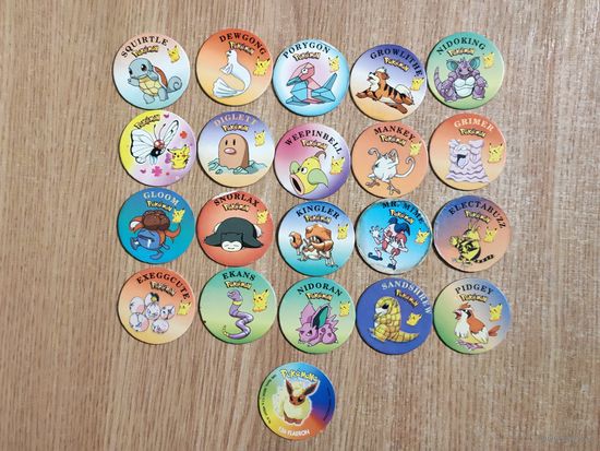 Фишки Покемон Pokemon  CAPS кэпсы сотки - 21 шт