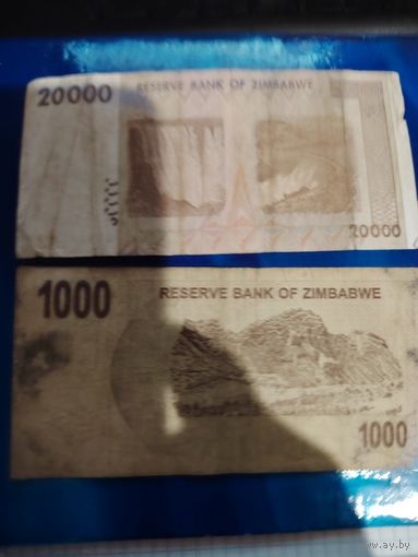 1000 и 20000 долларов зимбабве